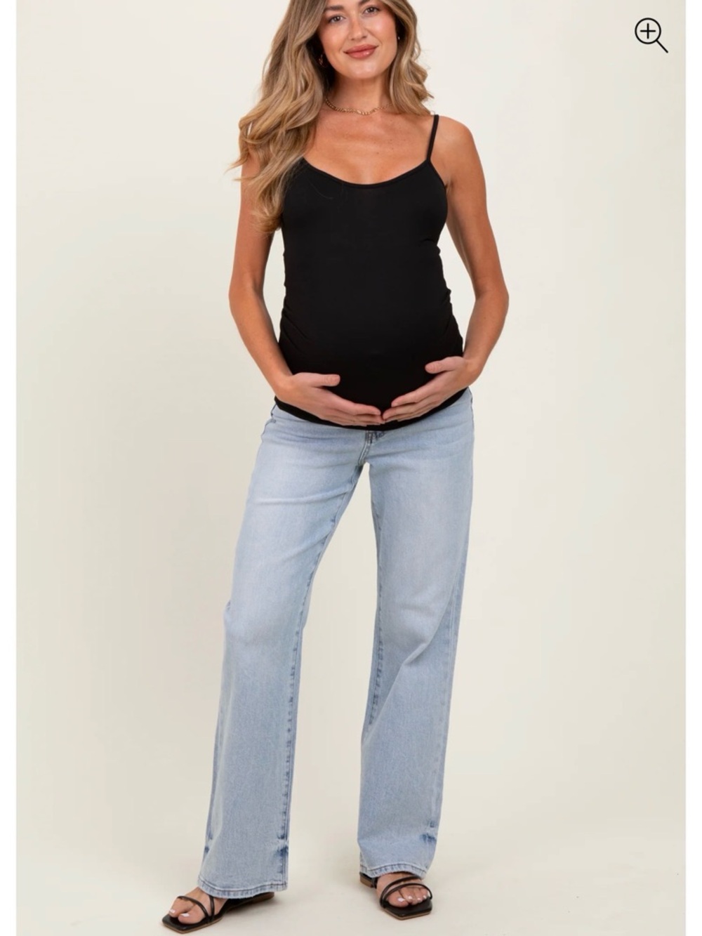 NWOT Pinkblish Lightly Distressed Light Blue Maternity Flare Jeans